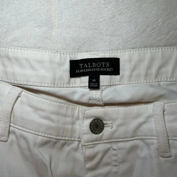Talbots Cream Cropped Pants with Button Detail - Picture 7 of 8